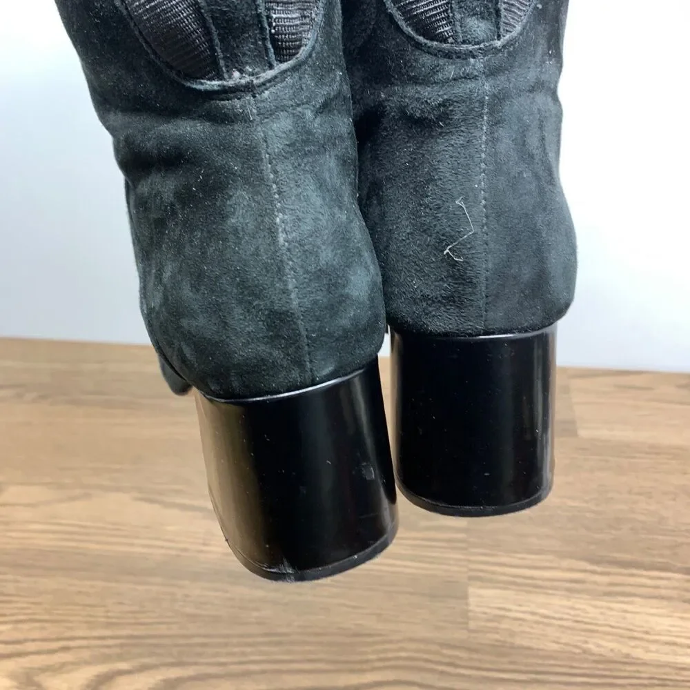 Corso‎ Como Black Suede Leather Heeled Boots Knee High Size 7M Loval Classic